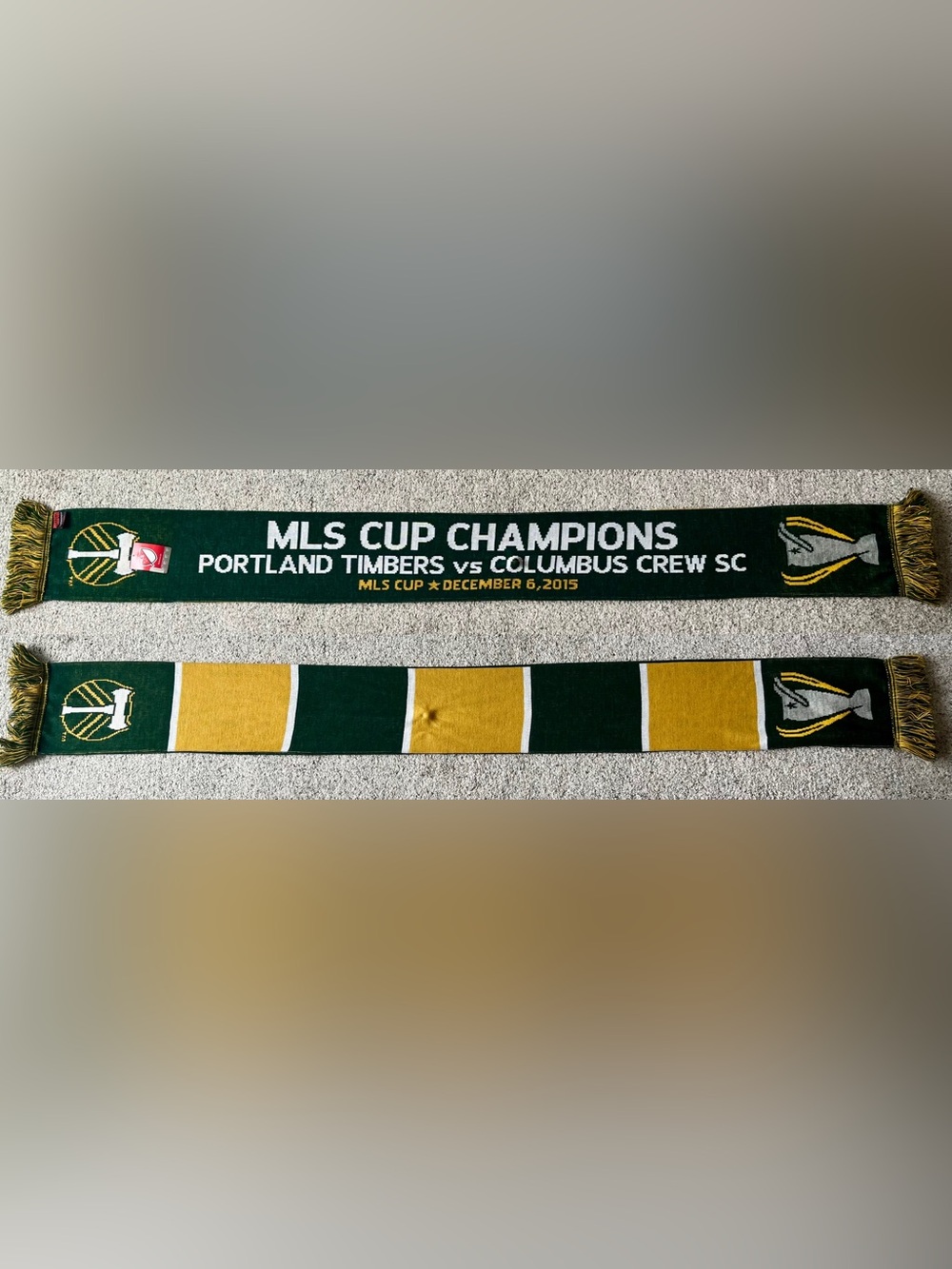 Portland Timbers 2015 MLS Cup Champions vs Columbus Crew Soccer Scarf
